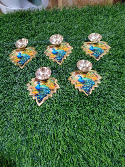 Peacock design brass Diya 5 pieces
