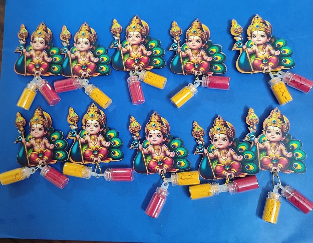 Lord Muruga MDF  haldi kumkum fridge magnet 10 pieces